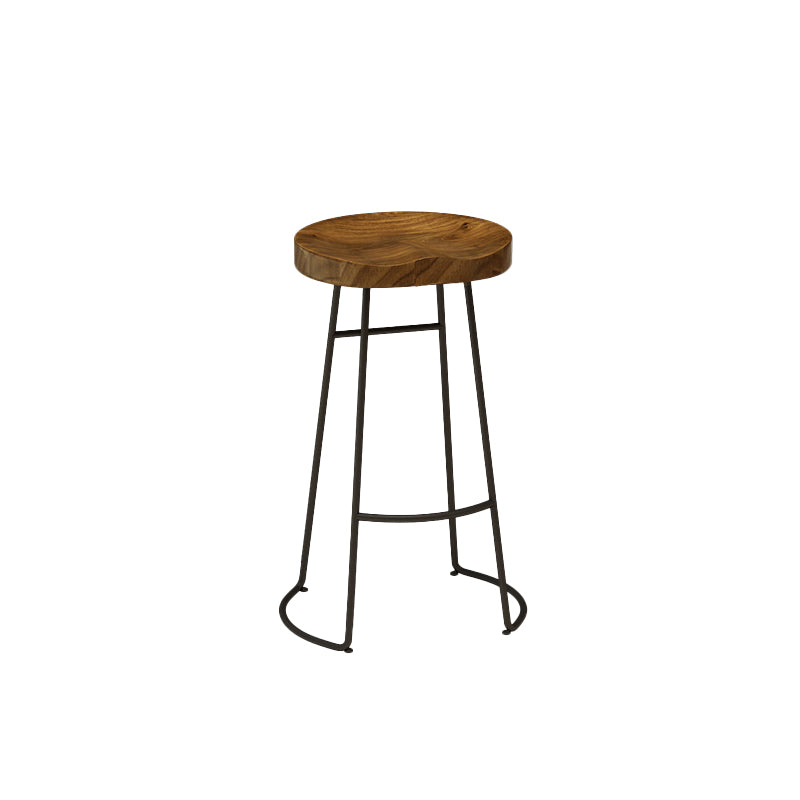 Modern Solid Wood Dining Stools Backless Barstools with Footrest