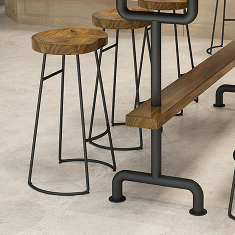 Modern Solid Wood Dining Stools Backless Barstools with Footrest
