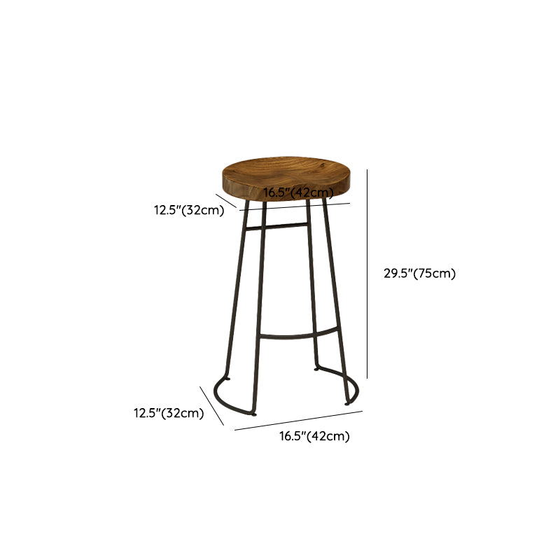Modern Solid Wood Dining Stools Backless Barstools with Footrest