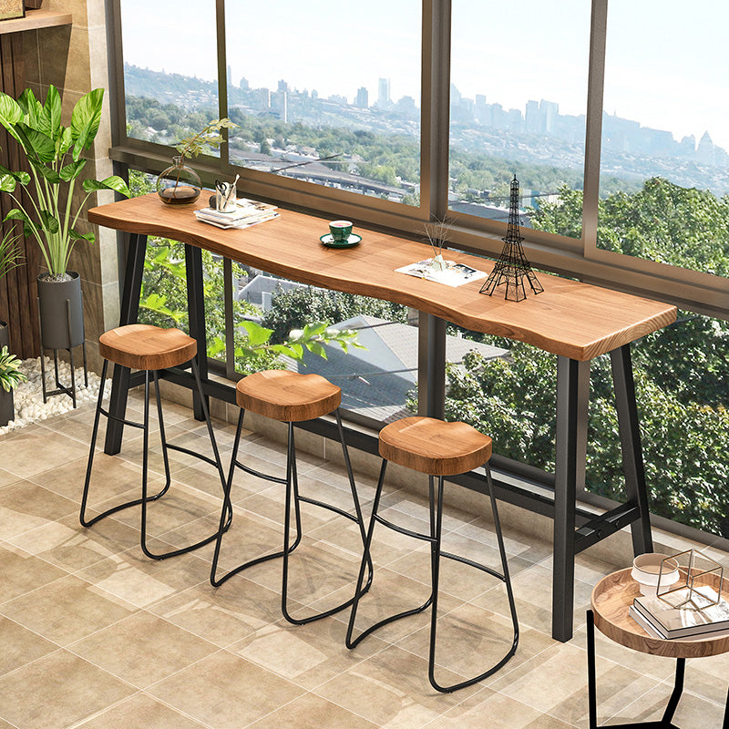 Modern Solid Wood Dining Stools Armless Barstools with Footrest