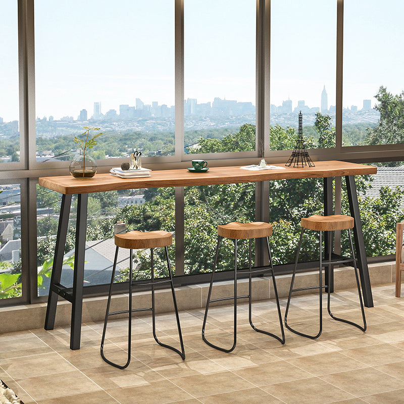 Modern Solid Wood Dining Stools Armless Barstools with Footrest