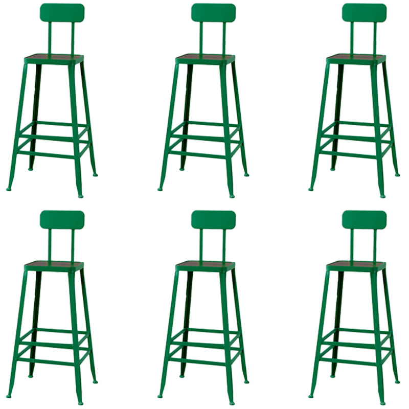 Modern Armless Backrest Counter Stool Iron Cafe Bar Stool with Wooden Seat and Pedal