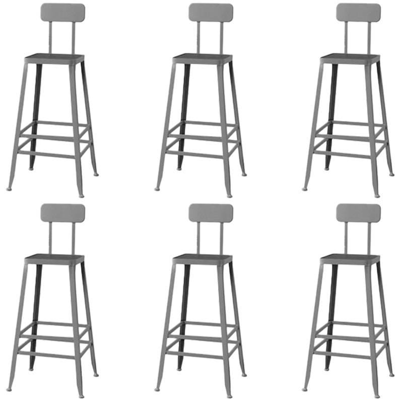 Modern Armless Backrest Counter Stool Iron Cafe Bar Stool with Wooden Seat and Pedal