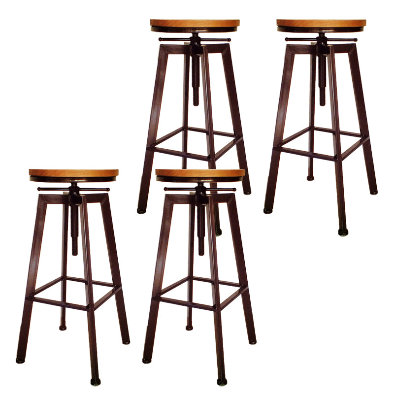 Industrial Armless Rotatable Counter Stool Iron Cafe Bar Stool with Pedal