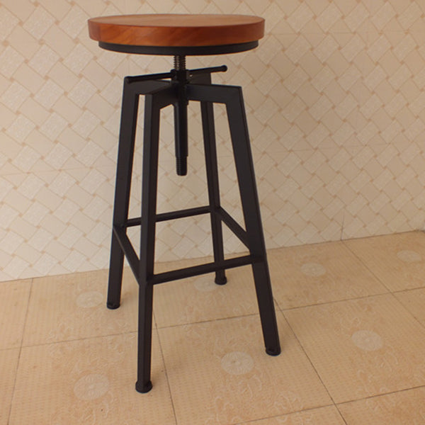 Industrial Armless Rotatable Counter Stool Iron Cafe Bar Stool with Pedal