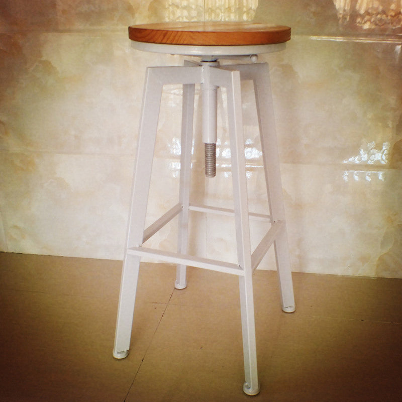 Industrial Armless Rotatable Counter Stool Iron Cafe Bar Stool with Pedal