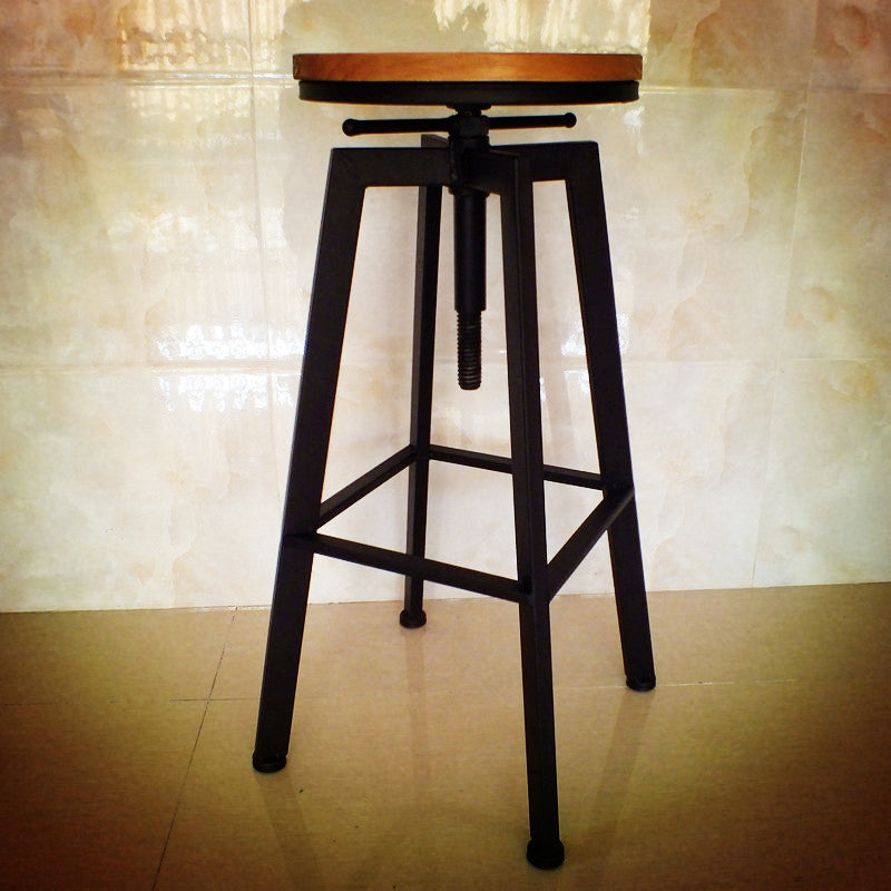Industrial Armless Rotatable Counter Stool Iron Cafe Bar Stool with Pedal