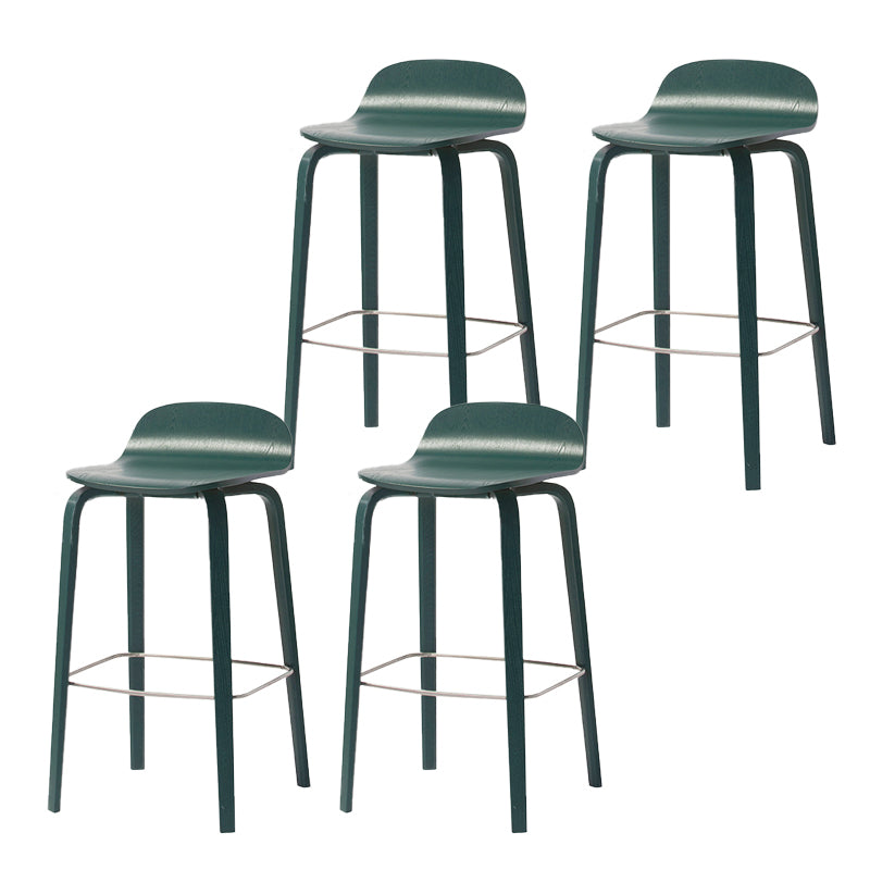 Modern Armless Backrest Counter Stool Wood Cafe Bar Stool with Wooden Seat and Pedal