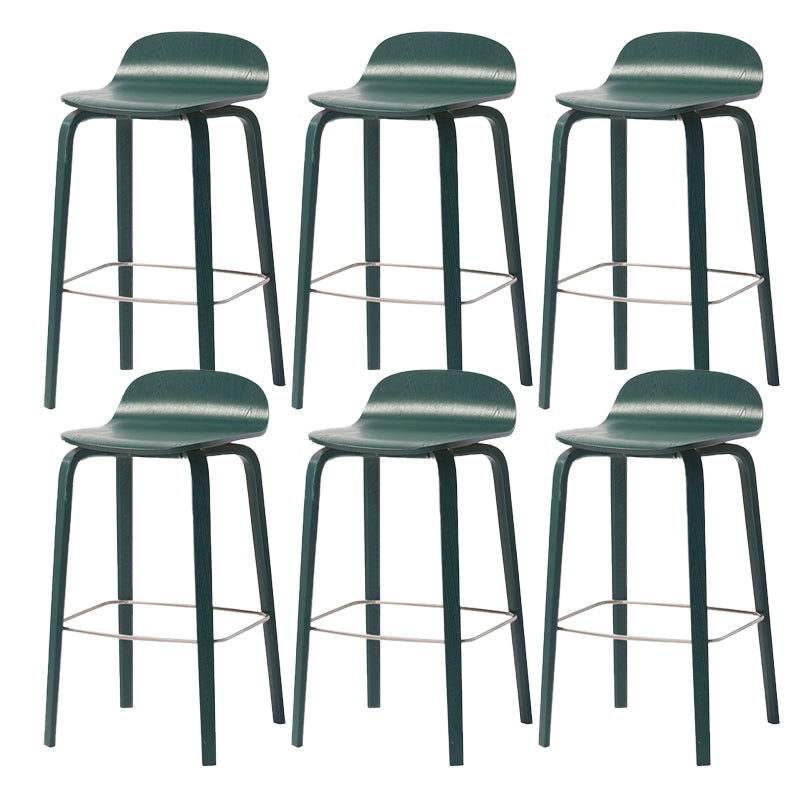 Modern Armless Backrest Counter Stool Wood Cafe Bar Stool with Wooden Seat and Pedal