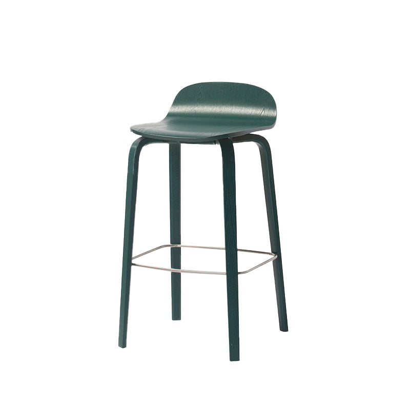 Modern Armless Backrest Counter Stool Wood Cafe Bar Stool with Wooden Seat and Pedal