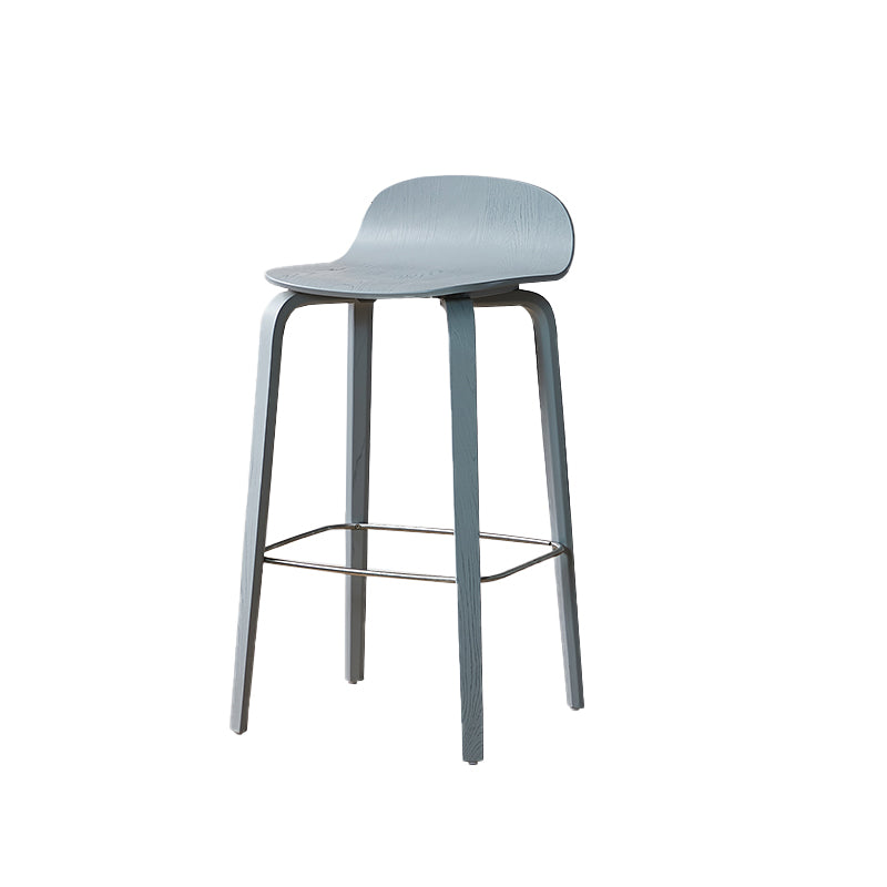 Modern Armless Backrest Counter Stool Wood Cafe Bar Stool with Wooden Seat and Pedal