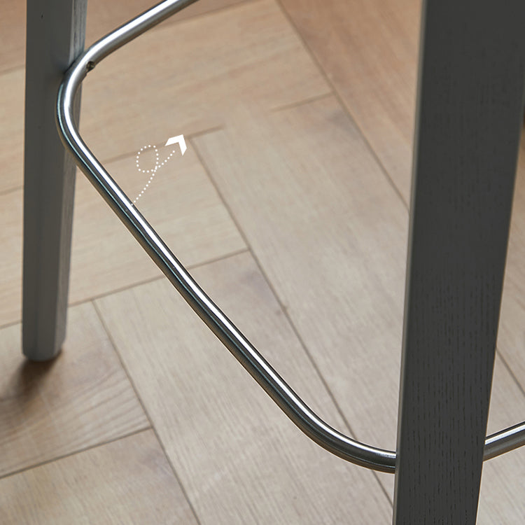 Modern Armless Backrest Counter Stool Wood Cafe Bar Stool with Wooden Seat and Pedal