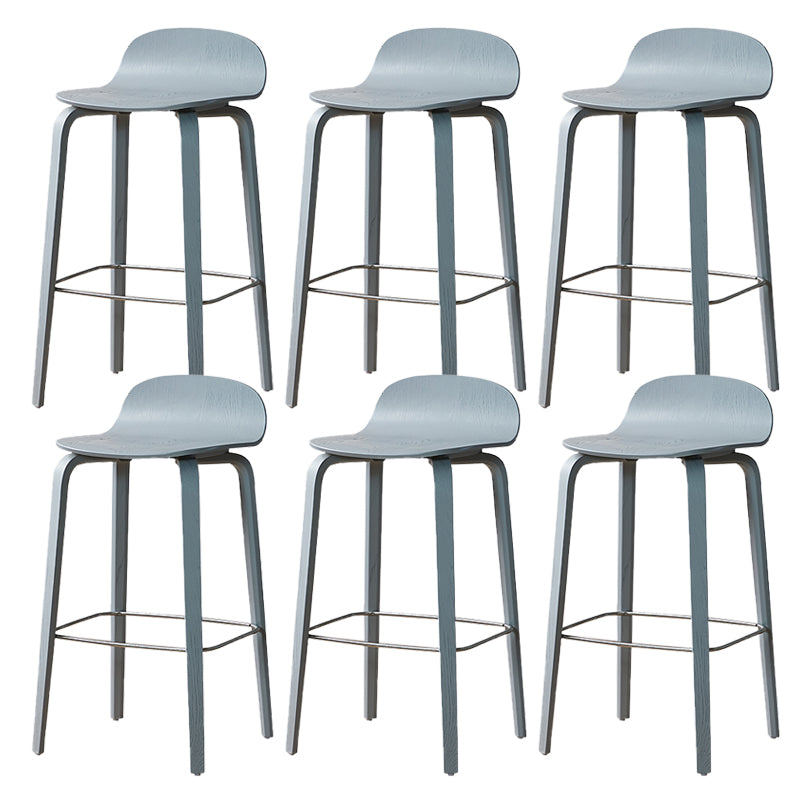 Modern Armless Backrest Counter Stool Wood Cafe Bar Stool with Wooden Seat and Pedal