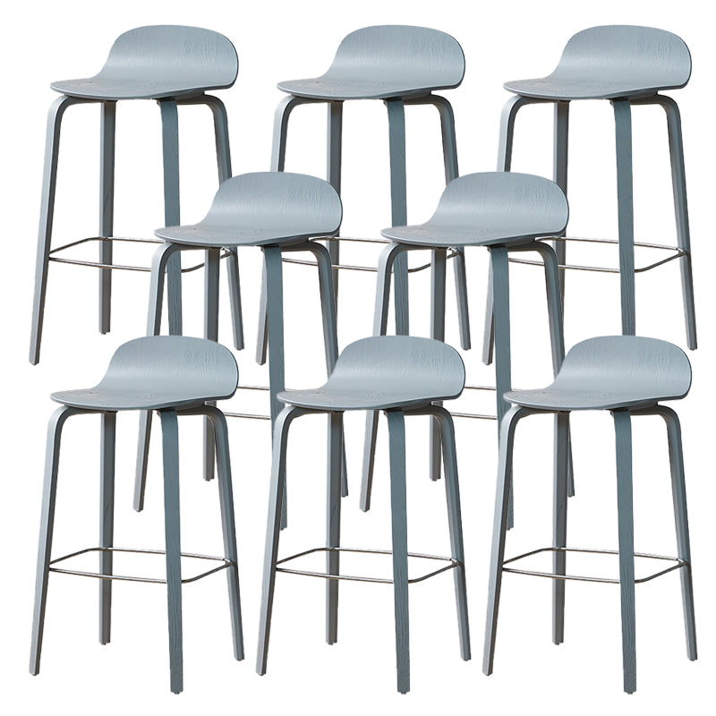 Modern Armless Backrest Counter Stool Wood Cafe Bar Stool with Wooden Seat and Pedal