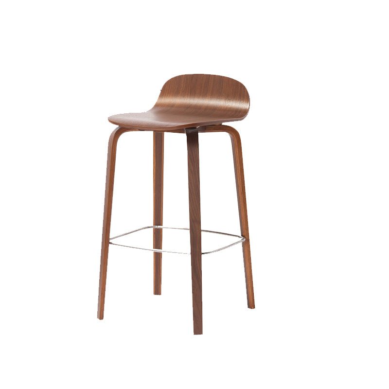 Modern Armless Backrest Counter Stool Wood Cafe Bar Stool with Wooden Seat and Pedal