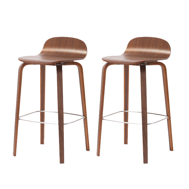 Modern Armless Backrest Counter Stool Wood Cafe Bar Stool with Wooden Seat and Pedal