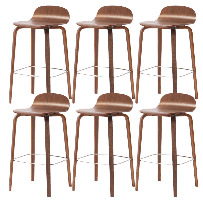 Modern Armless Backrest Counter Stool Wood Cafe Bar Stool with Wooden Seat and Pedal
