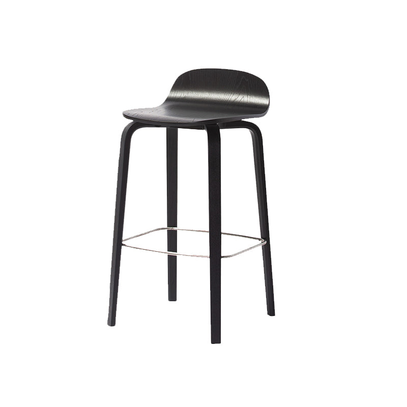 Modern Armless Backrest Counter Stool Wood Cafe Bar Stool with Wooden Seat and Pedal