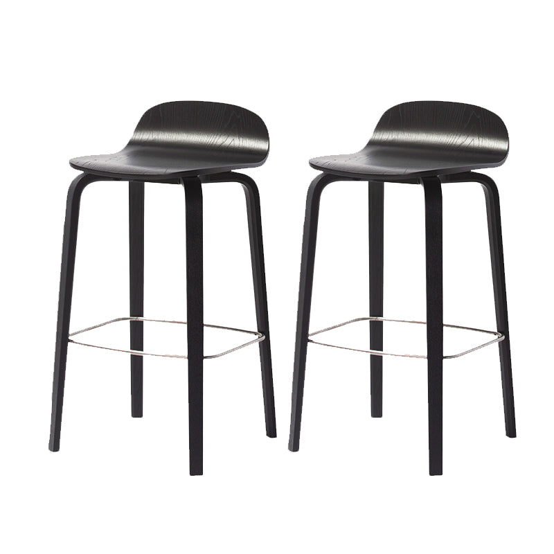 Modern Armless Backrest Counter Stool Wood Cafe Bar Stool with Wooden Seat and Pedal