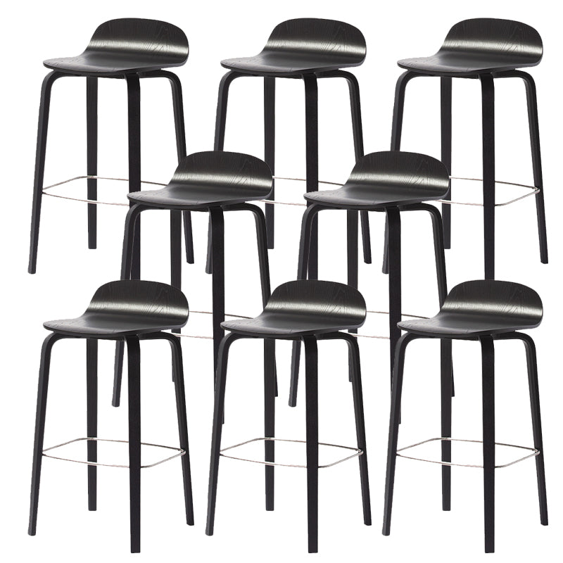 Modern Armless Backrest Counter Stool Wood Cafe Bar Stool with Wooden Seat and Pedal