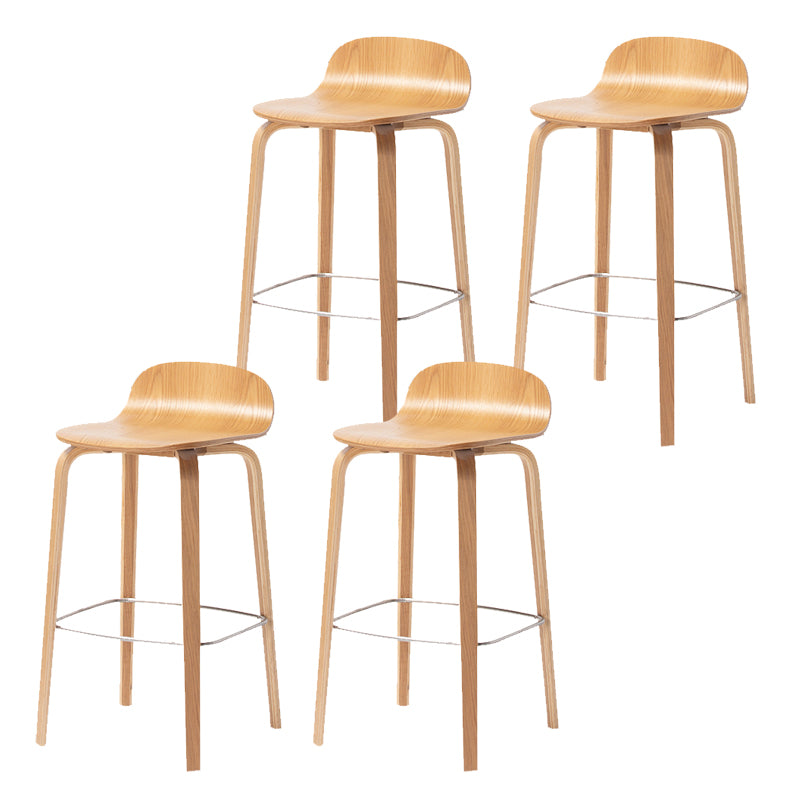Modern Armless Backrest Counter Stool Wood Cafe Bar Stool with Wooden Seat and Pedal