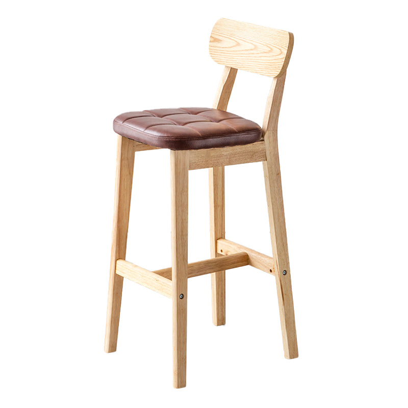 Modern Armless Backrest Counter Stool Oak Wood Cafe Bar Stool with Cushion and Pedal
