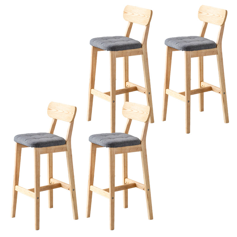 Modern Armless Backrest Counter Stool Oak Wood Cafe Bar Stool with Cushion and Pedal