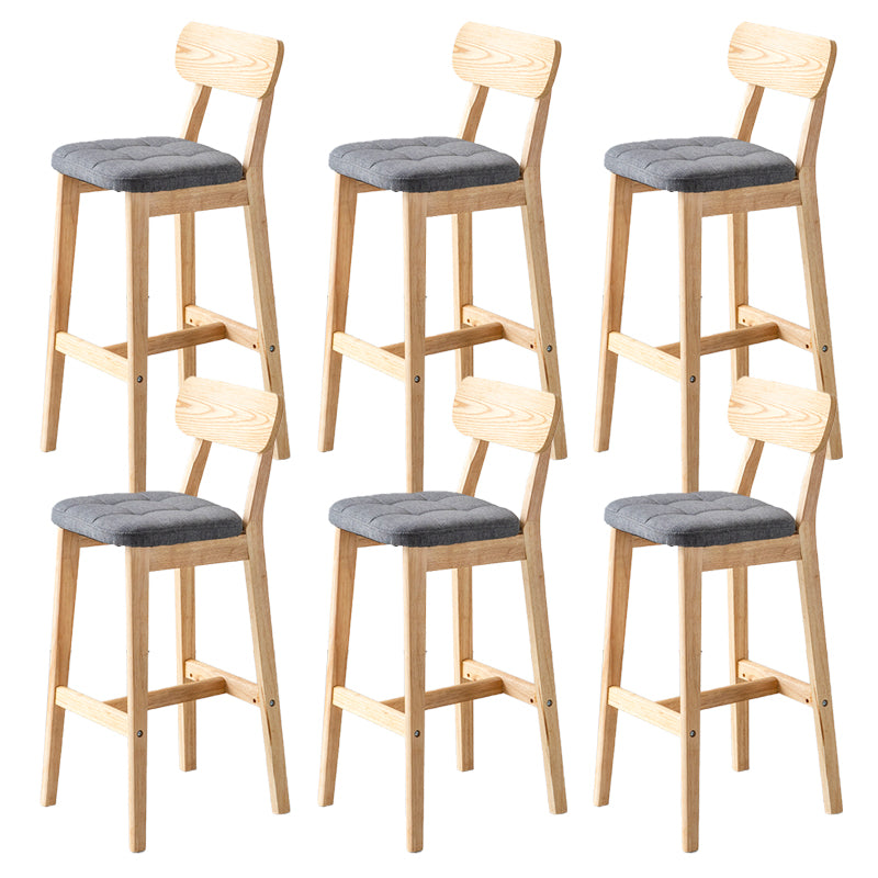 Modern Armless Backrest Counter Stool Oak Wood Cafe Bar Stool with Cushion and Pedal