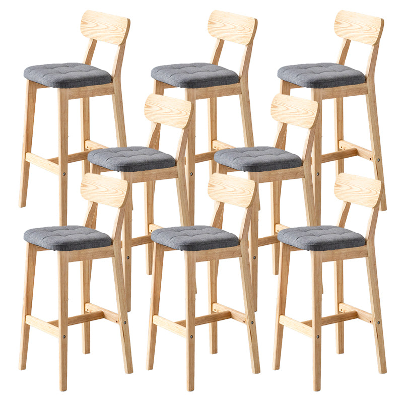 Modern Armless Backrest Counter Stool Oak Wood Cafe Bar Stool with Cushion and Pedal