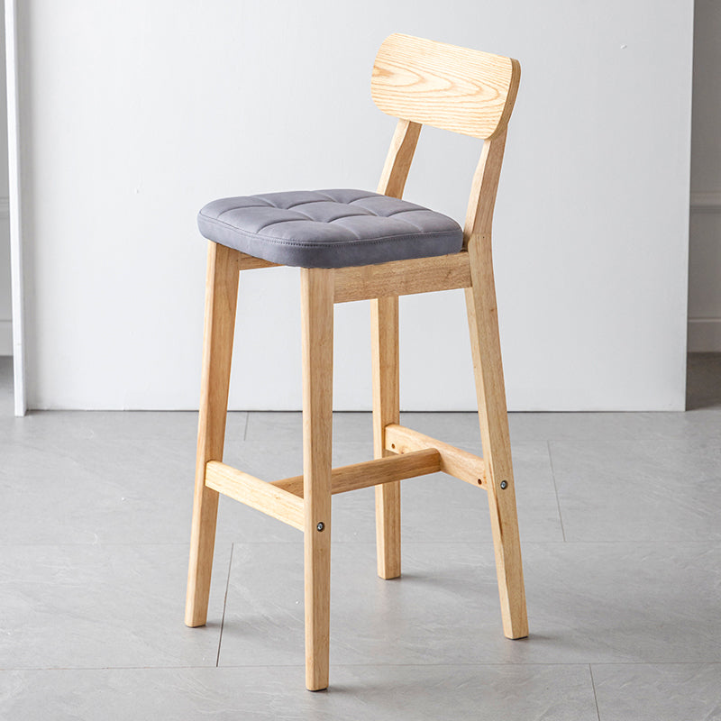 Modern Armless Backrest Counter Stool Oak Wood Cafe Bar Stool with Cushion and Pedal