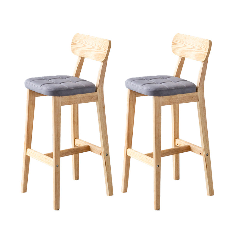 Modern Armless Backrest Counter Stool Oak Wood Cafe Bar Stool with Cushion and Pedal