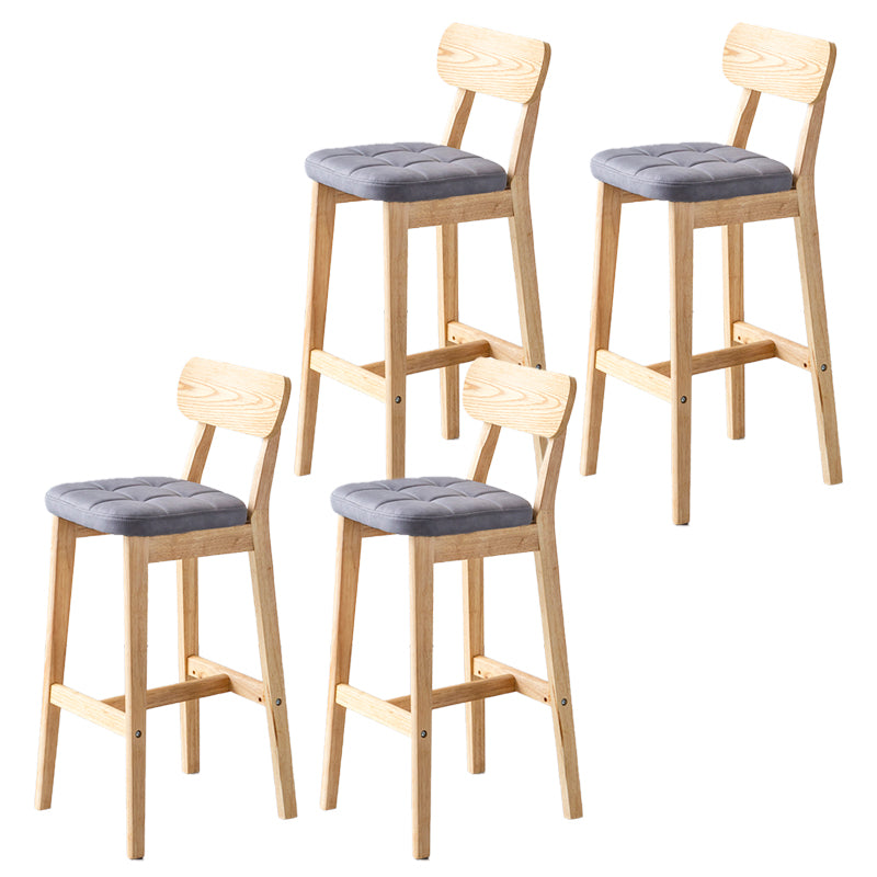 Modern Armless Backrest Counter Stool Oak Wood Cafe Bar Stool with Cushion and Pedal