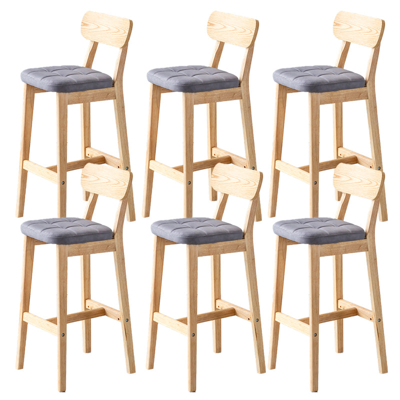 Modern Armless Backrest Counter Stool Oak Wood Cafe Bar Stool with Cushion and Pedal