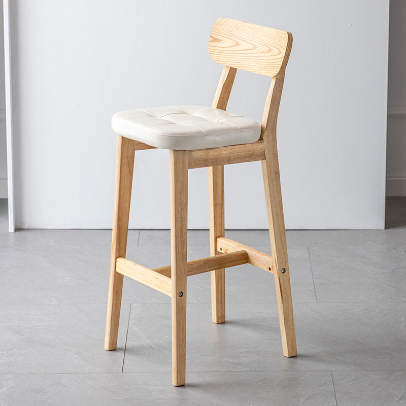 Modern Armless Backrest Counter Stool Oak Wood Cafe Bar Stool with Cushion and Pedal