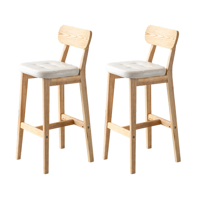 Modern Armless Backrest Counter Stool Oak Wood Cafe Bar Stool with Cushion and Pedal