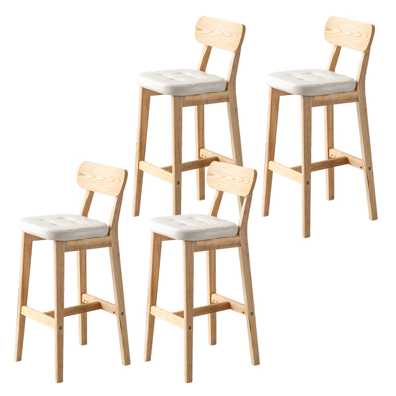 Modern Armless Backrest Counter Stool Oak Wood Cafe Bar Stool with Cushion and Pedal