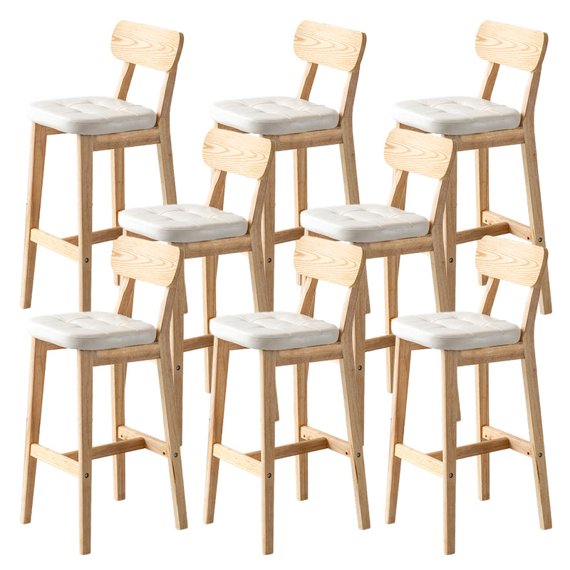 Modern Armless Backrest Counter Stool Oak Wood Cafe Bar Stool with Cushion and Pedal