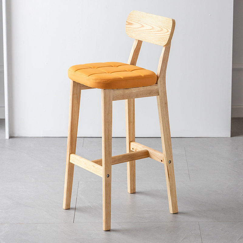 Modern Armless Backrest Counter Stool Oak Wood Cafe Bar Stool with Cushion and Pedal