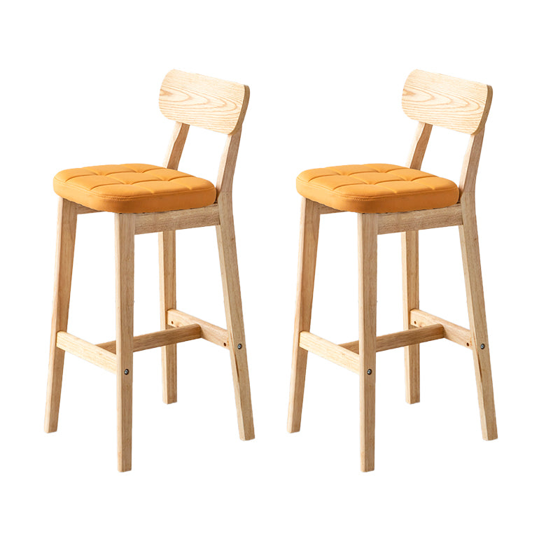 Modern Armless Backrest Counter Stool Oak Wood Cafe Bar Stool with Cushion and Pedal