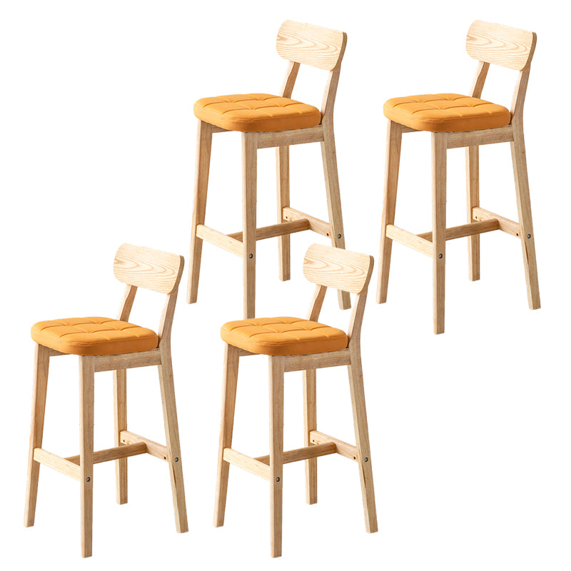 Modern Armless Backrest Counter Stool Oak Wood Cafe Bar Stool with Cushion and Pedal