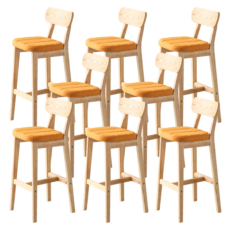 Modern Armless Backrest Counter Stool Oak Wood Cafe Bar Stool with Cushion and Pedal