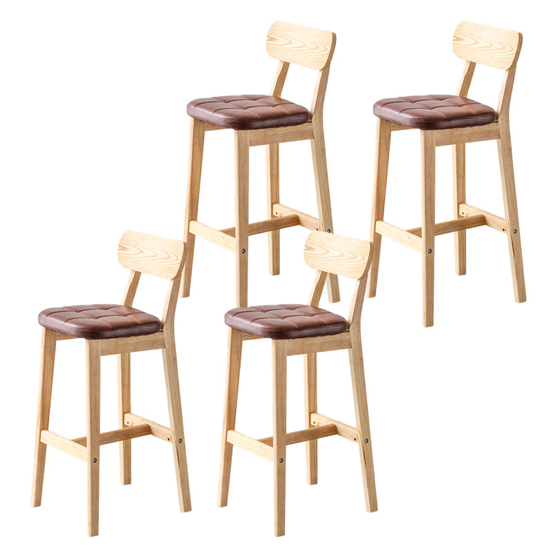 Modern Armless Backrest Counter Stool Oak Wood Cafe Bar Stool with Cushion and Pedal