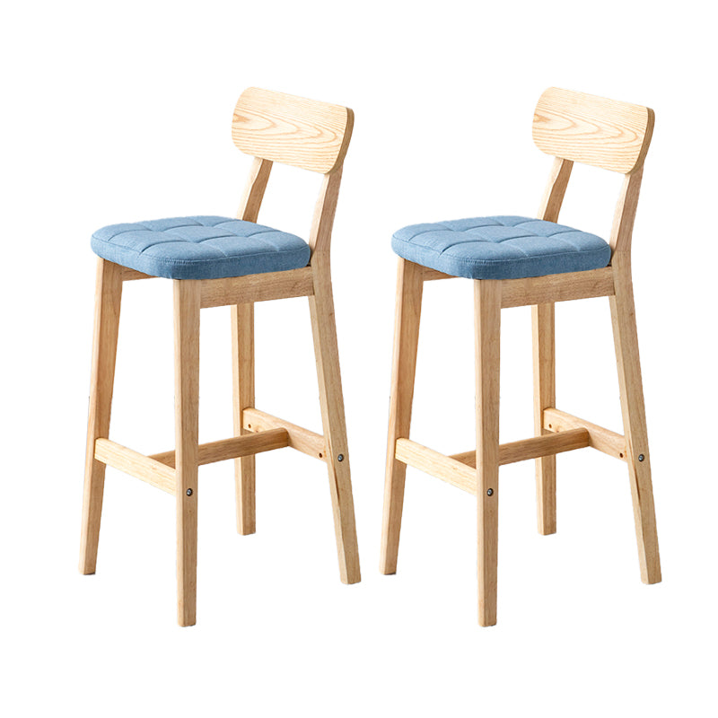 Modern Armless Backrest Counter Stool Oak Wood Cafe Bar Stool with Cushion and Pedal