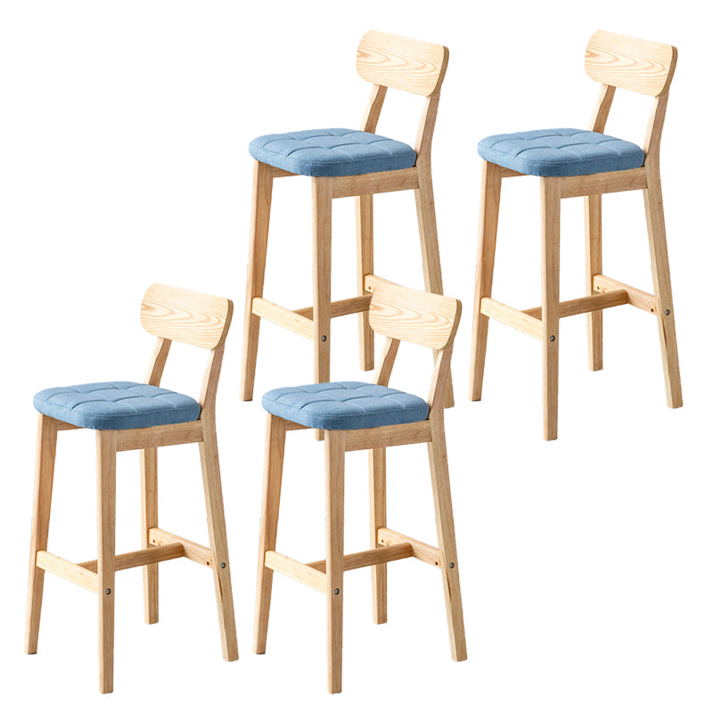 Modern Armless Backrest Counter Stool Oak Wood Cafe Bar Stool with Cushion and Pedal
