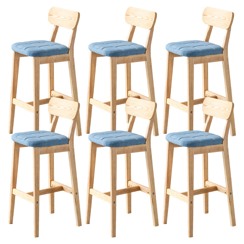 Modern Armless Backrest Counter Stool Oak Wood Cafe Bar Stool with Cushion and Pedal