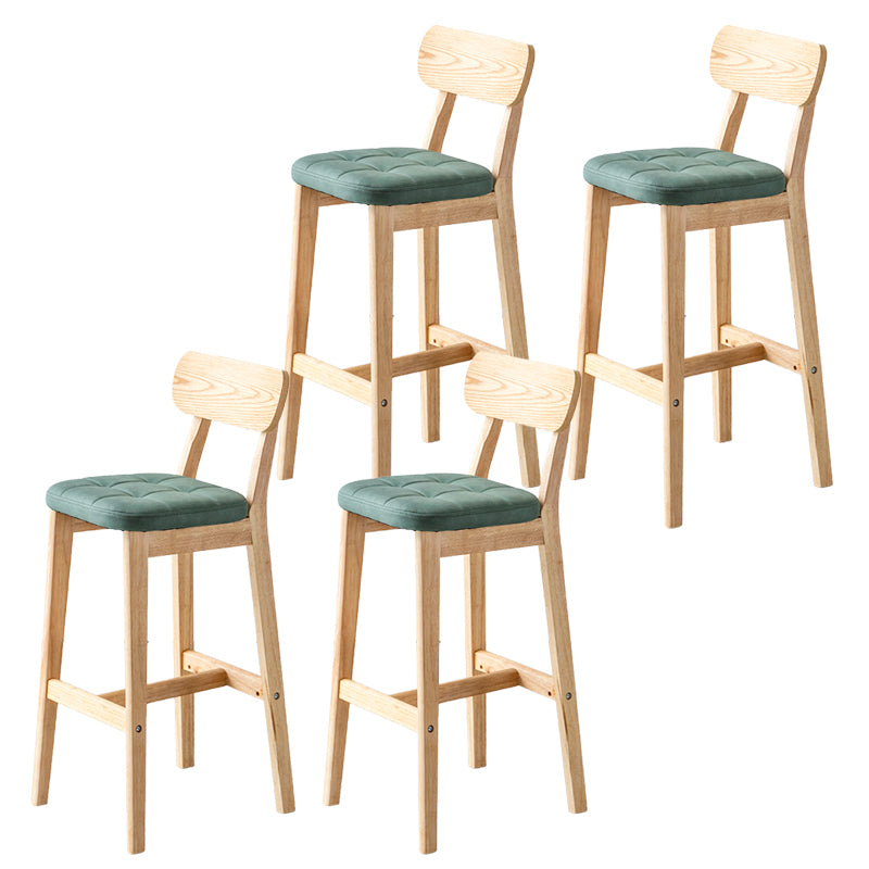 Modern Armless Backrest Counter Stool Oak Wood Cafe Bar Stool with Cushion and Pedal