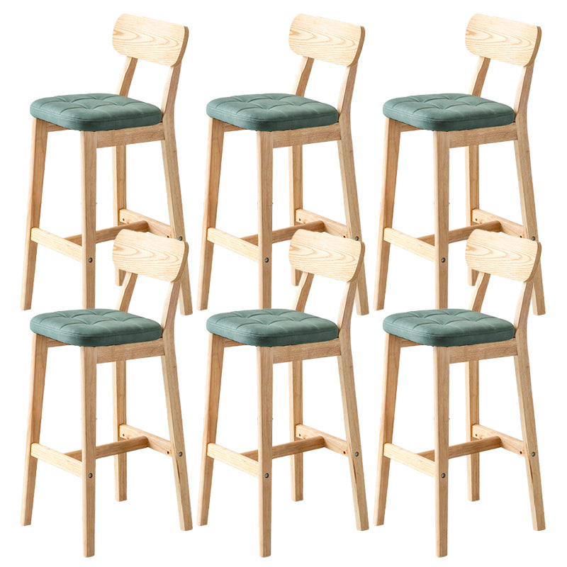 Modern Armless Backrest Counter Stool Oak Wood Cafe Bar Stool with Cushion and Pedal