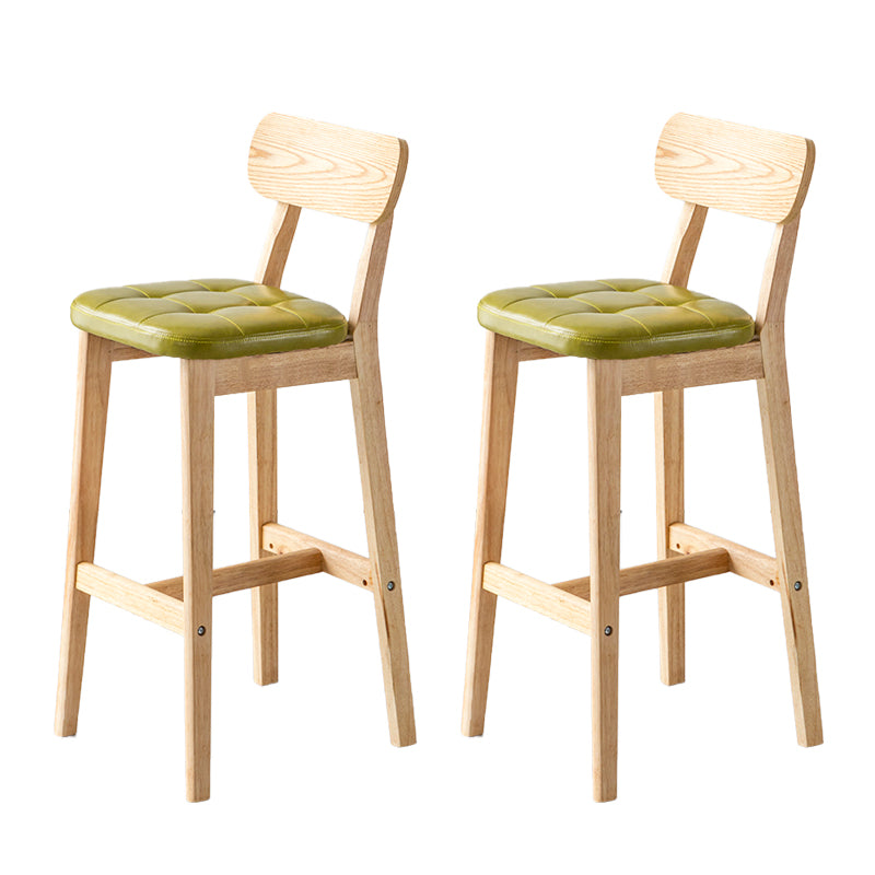 Modern Armless Backrest Counter Stool Oak Wood Cafe Bar Stool with Cushion and Pedal