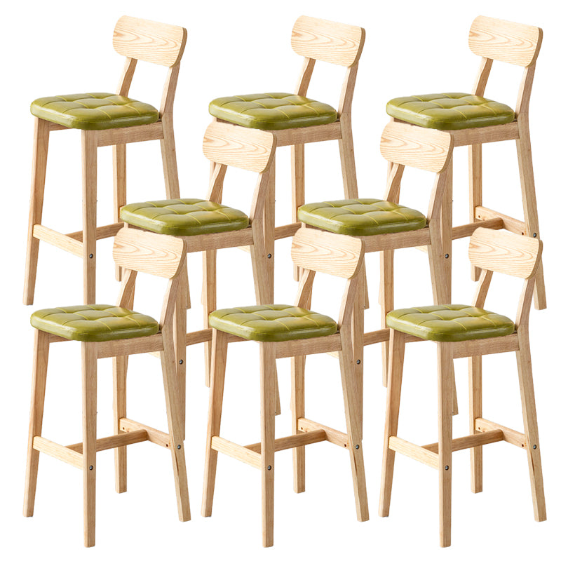 Modern Armless Backrest Counter Stool Oak Wood Cafe Bar Stool with Cushion and Pedal