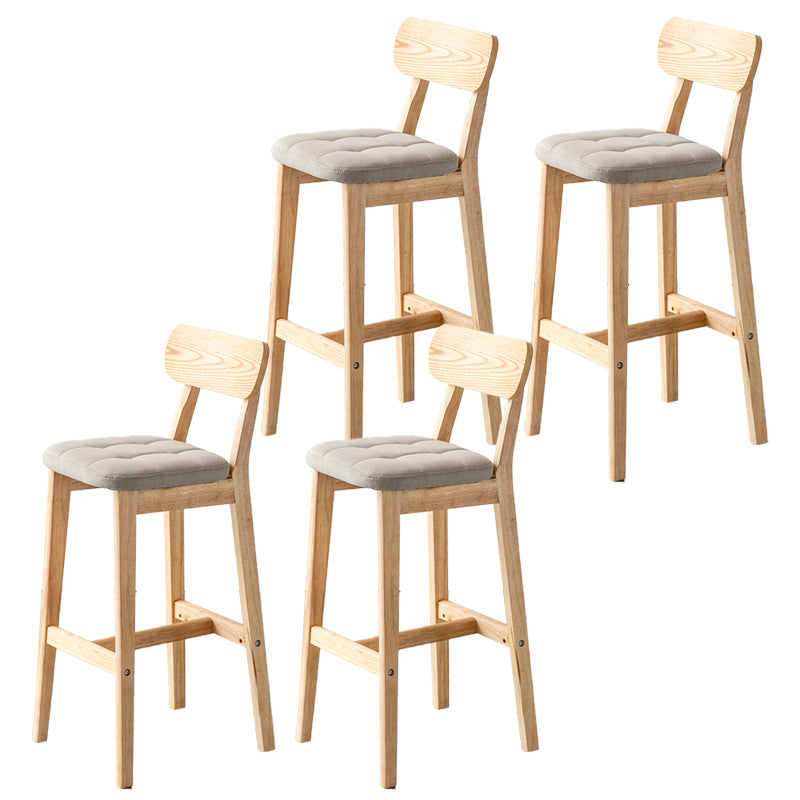 Modern Armless Backrest Counter Stool Oak Wood Cafe Bar Stool with Cushion and Pedal